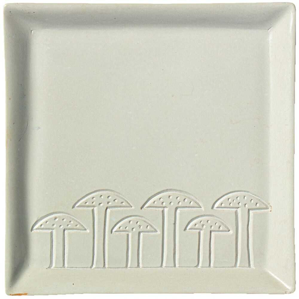 Soapstone Mushroom Design Square Appetizer Plate