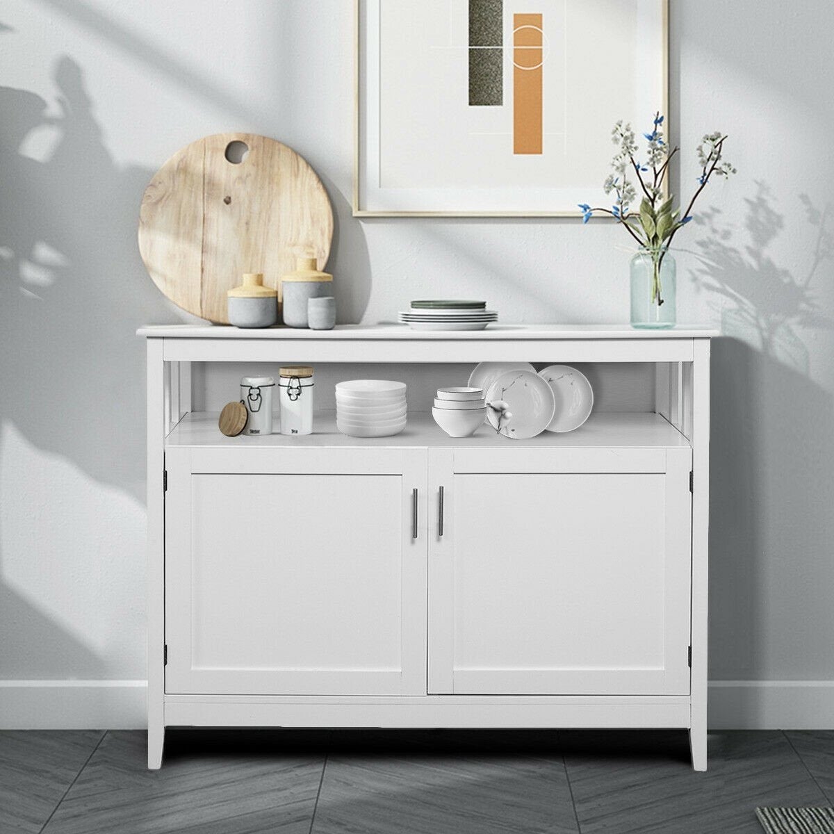 Wood Modern Kitchen Storage Cabinet White