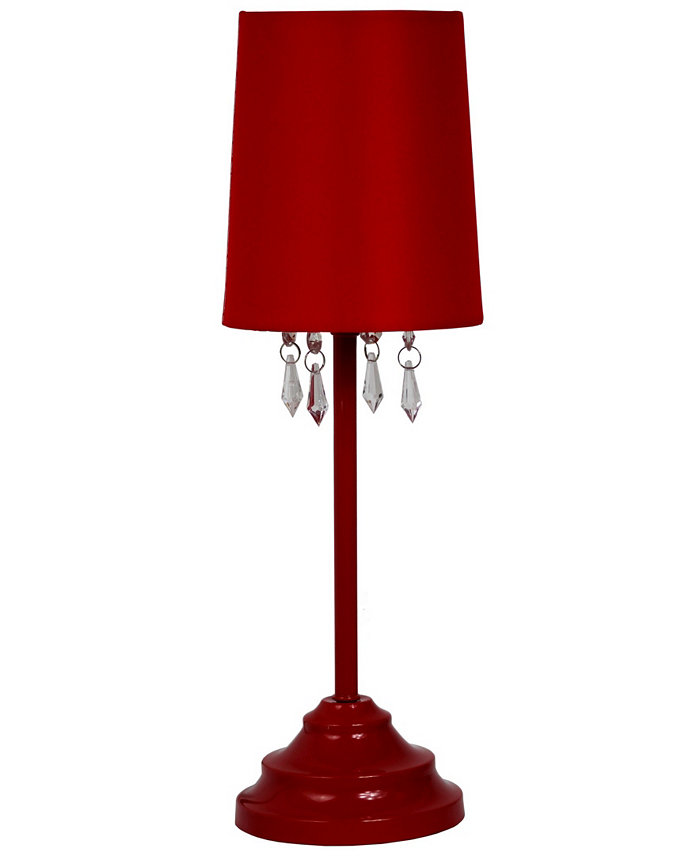 All The Rages Simple Designs Table Lamp with Fabric Shade and Hanging Acrylic Beads