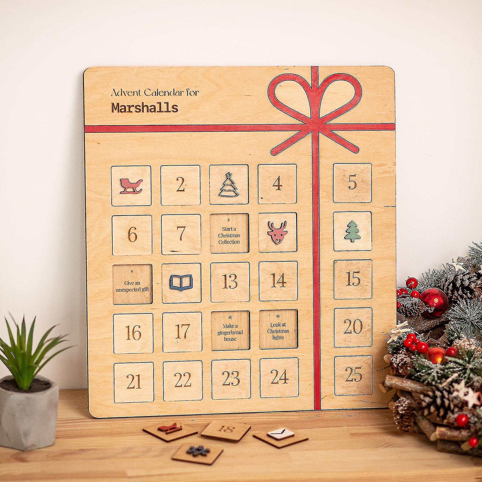 Wooden Christmas Advent Calendar Cute Lovely Interesting Calendar Pendant For Christmas Party Room Decoration