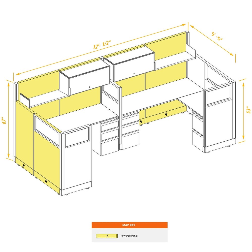 Modular Office Workstations 53 67H 2pack Bullpen Powered Cubicles