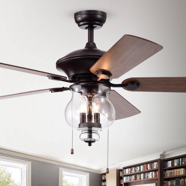 X 52 quot X 22 quot 5 blade Topher Lighted Ceiling Fan With Clear Glass Shade Brown Warehouse Of 