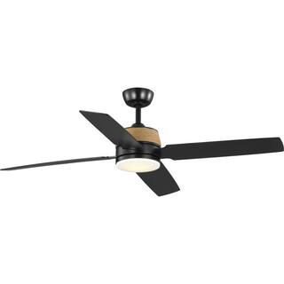 Progress Lighting Schaffer II Collection 56 in. 4-Blade Indoor Integrated LED Matte Black Modern Ceiling Fan with Light P250097-31M-30