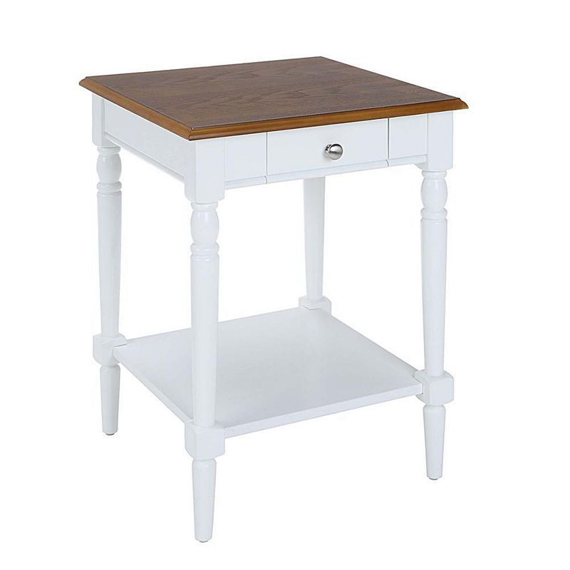 Convenience Concepts French Country 1 Drawer End Table with Shelf， Dark Walnut/White Finish