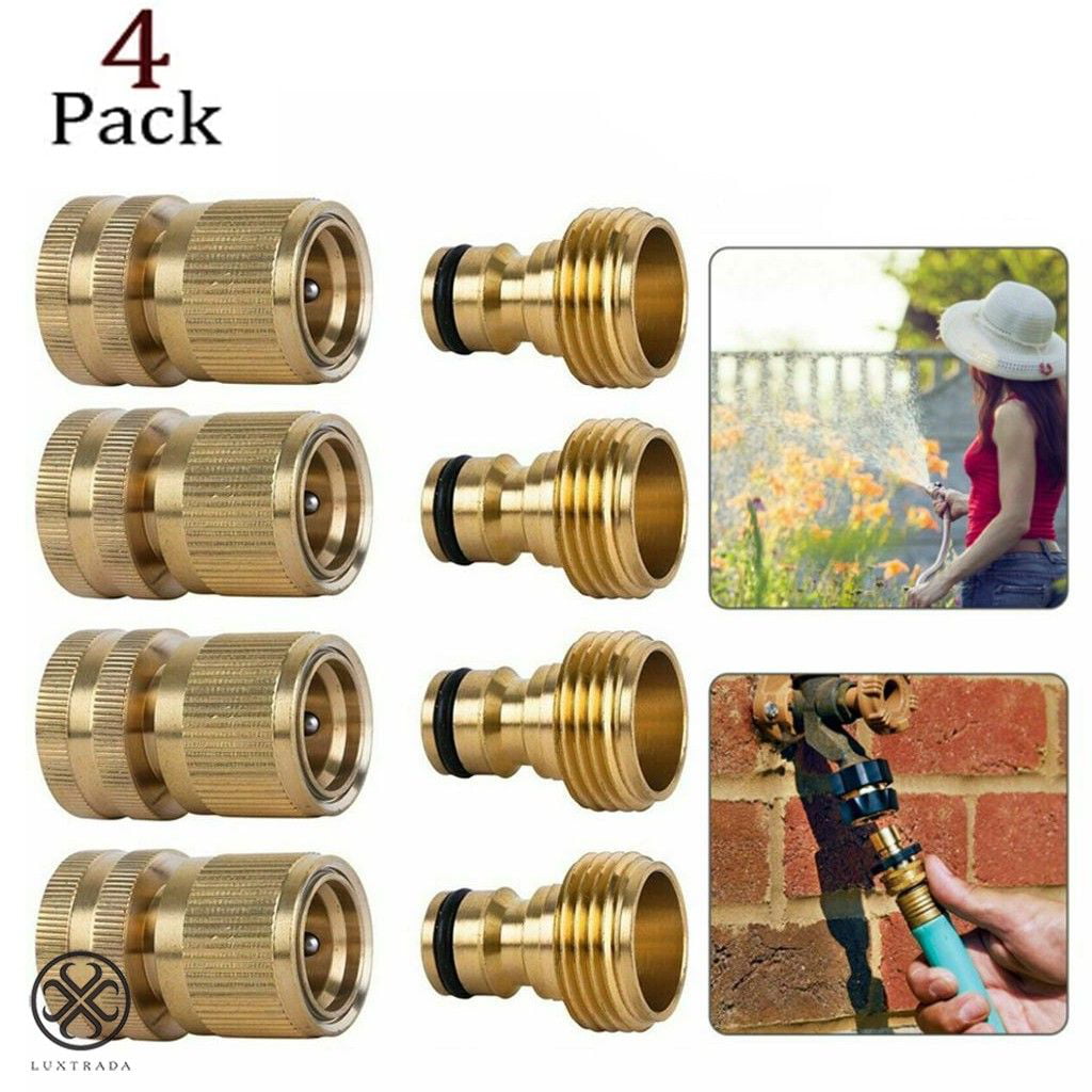 Luxtrada 4PCS 3/4' Garden Hose Quick Connect Water Hose Fit Brass Female Male Connector Set