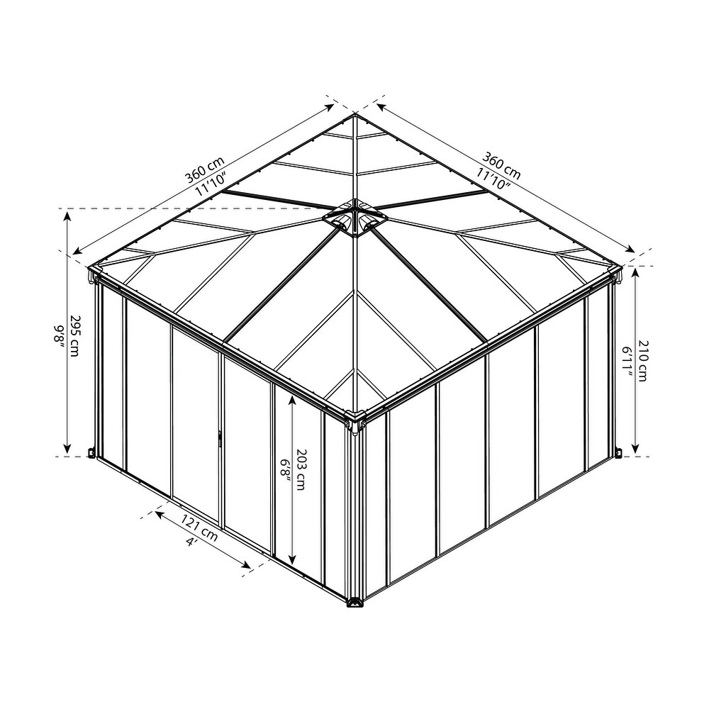 Ledro Gray/Bronze Closed Gazebo / Hot Tub Enclosure and