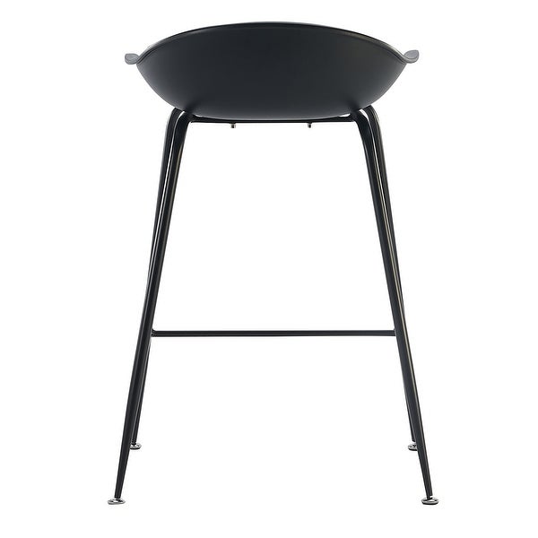 Set Of 2 25 Seat Molded Plastic Shell Counter Stools With Backs Dark Metal High Dining Chairs Kitchen