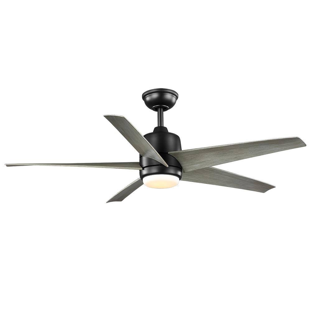 Hampton Bay Mena 54 in. Color Changing Integrated LED IndoorOutdoor Black Ceiling Fan with Light Kit and Remote Control 58929