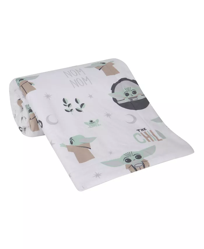 Lambs and Ivy Star Wars The Child Baby Yoda Grogu White Minky Fleece Baby Blanket