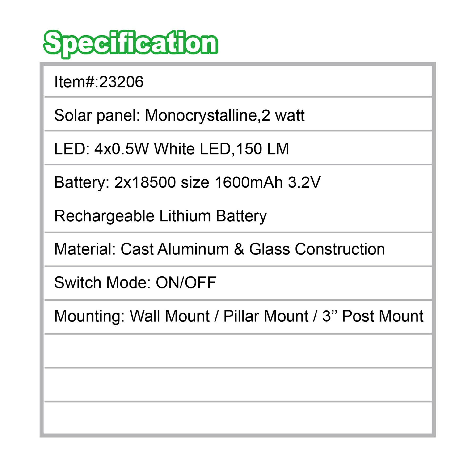 Nature Power (23206) 150 Lumens Bayport solar powered intergrated LED decorative wall lamp w/ 3 mounting options