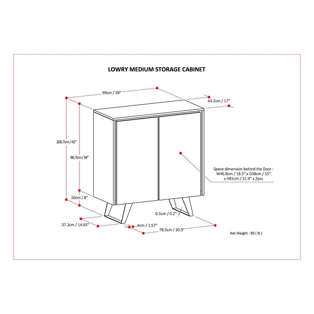 WYNDENHALL Mitchell SOLID WOOD and Metal 39 inch Wide Modern Industrial Medium Storage Cabinet   39\