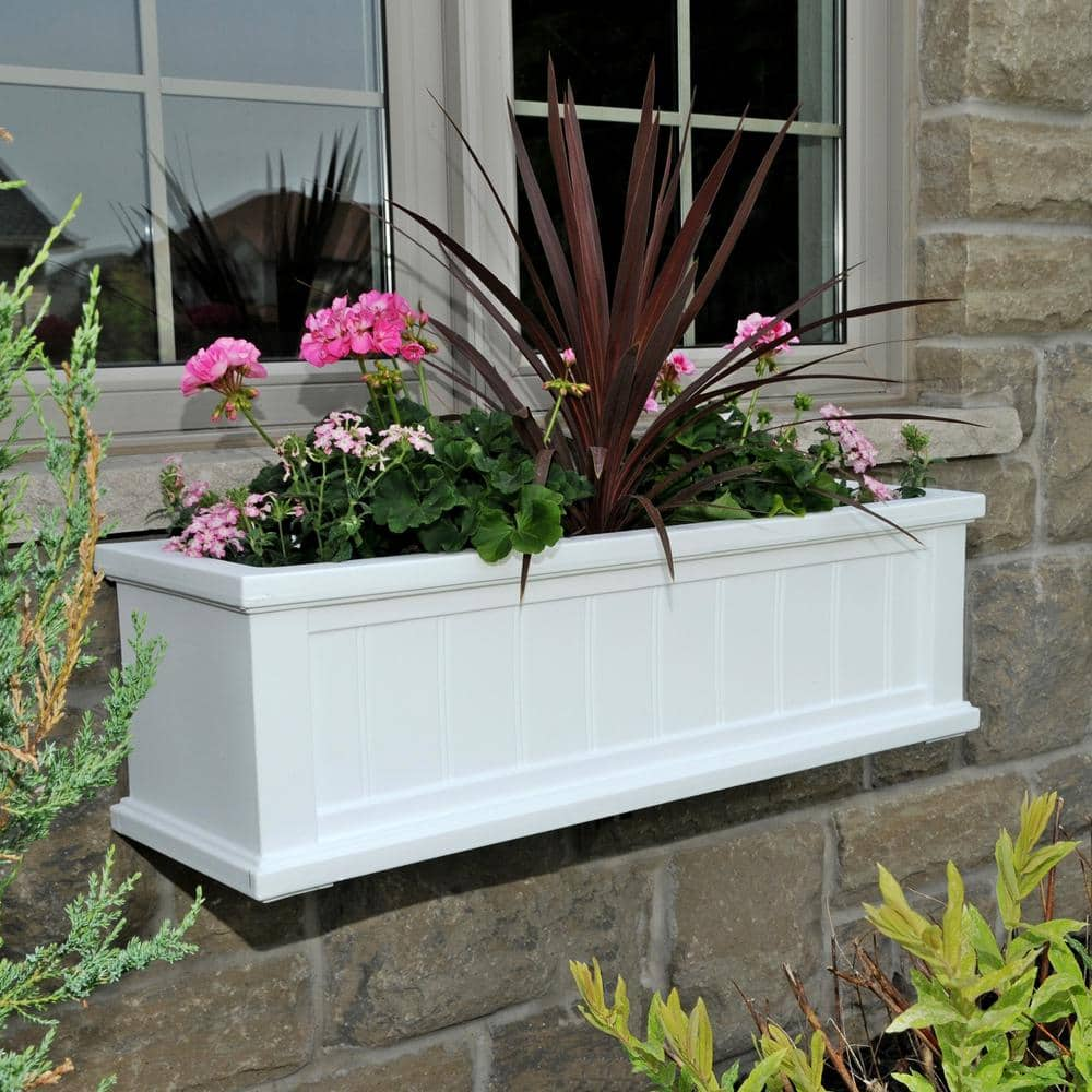 Mayne Cape Cod 36 in. x 11 in. Self-Watering White Polyethylene Window Box 4840-W