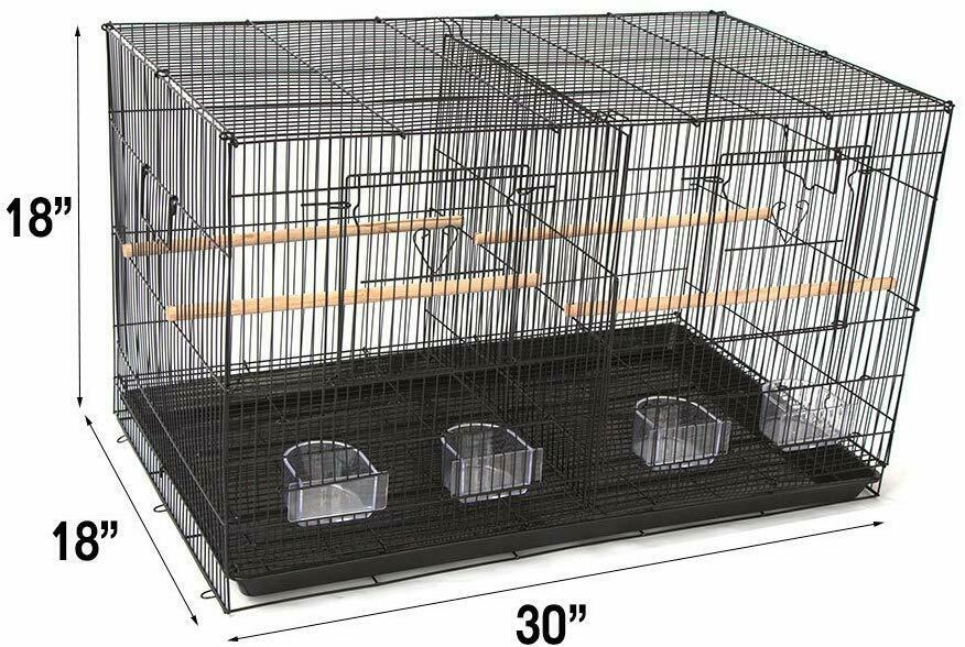 Seny Lot of 4 Breeding Bird Carrier Cage with Dividor for Parakeet Canary Finch Lover Bird Black