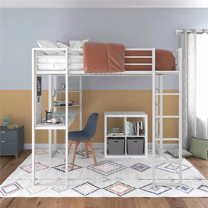 Atwater Living Alix Metal Loft Bed and Desk