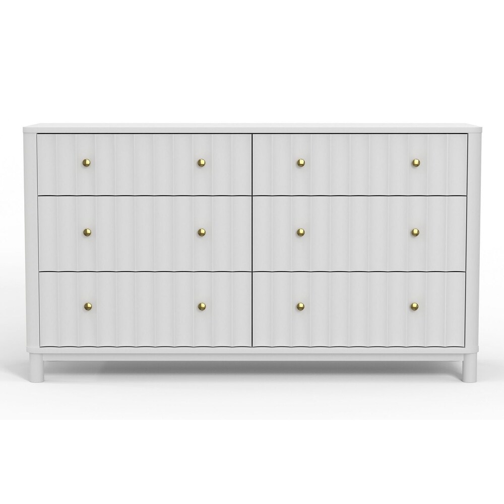 Alpine Furniture Stapleton 6 Drawer Dresser  White