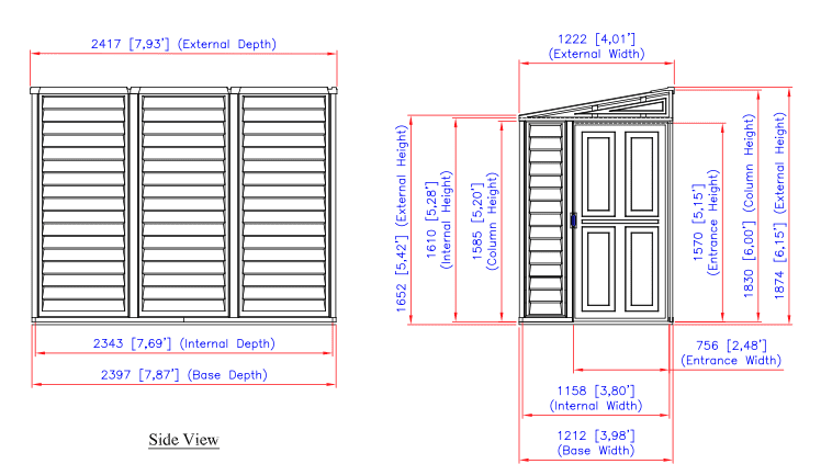 Duramax Building Products SideMate 4 ft. W x 8 ft. D Plastic Lean-To Storage Shed Vinyl