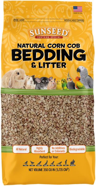 Sunseed Natural Corn Cob Bird and Small Pet Bedding and Litter， 5.7-lit