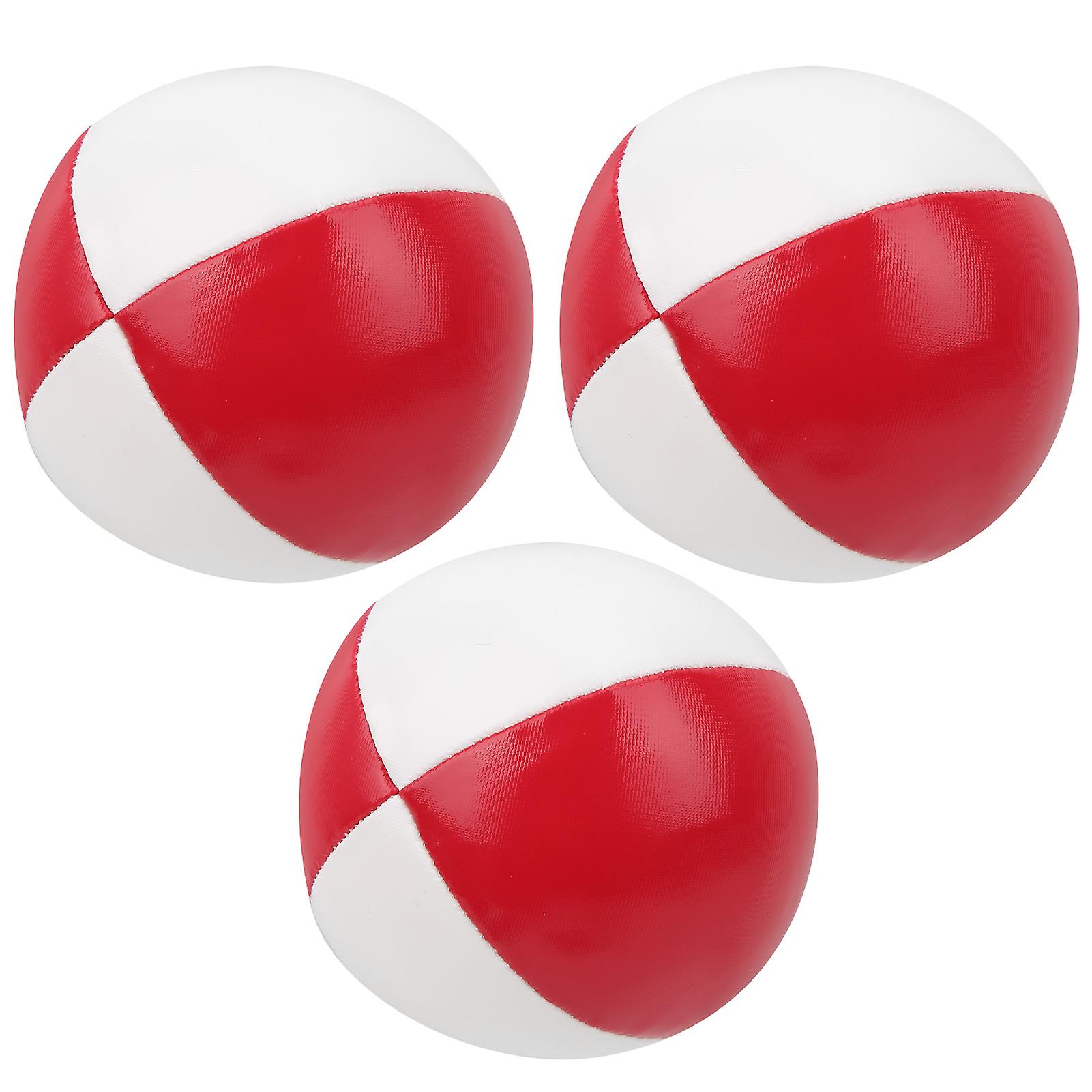 3pcs Pu Leather Juggling Balls Indoor Leisure Portable Performance Practice Ballsred White