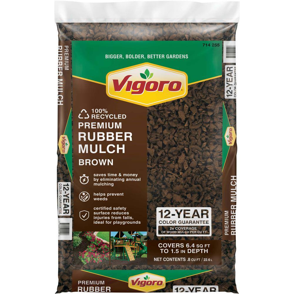 Vigoro 0.8 cu. ft. Brown Bagged Recycled Rubber Mulch HDVMBMN8CB