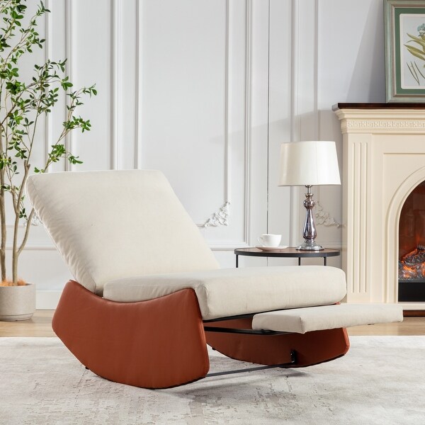 Modern Upholstered Comfy Rocker Nursery Chair with Footrest