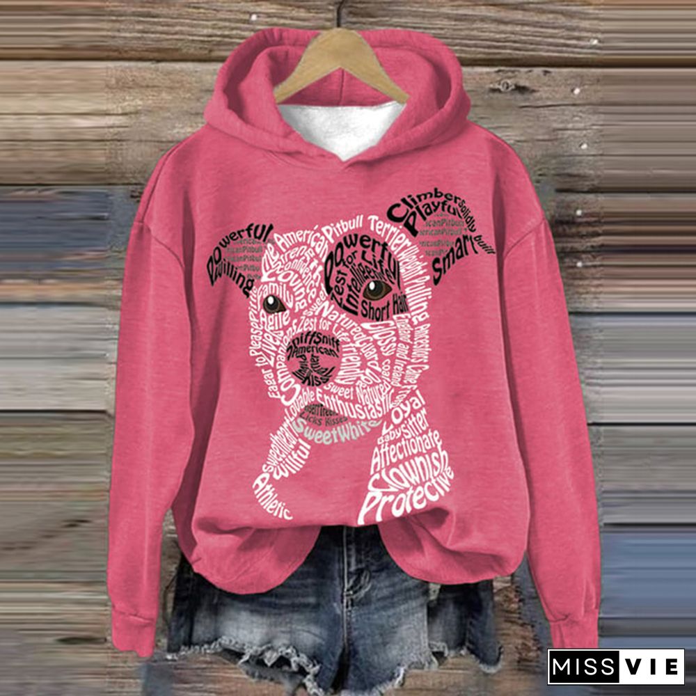 American Pit Bull Terrier Print Long Sleeve Hoodie