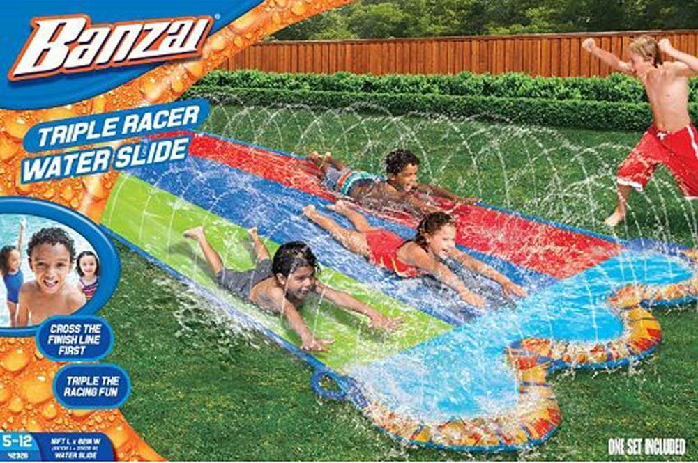 Banzai 16 ft. Triple Racer Water Slide with Giant Water-Spraying Rails