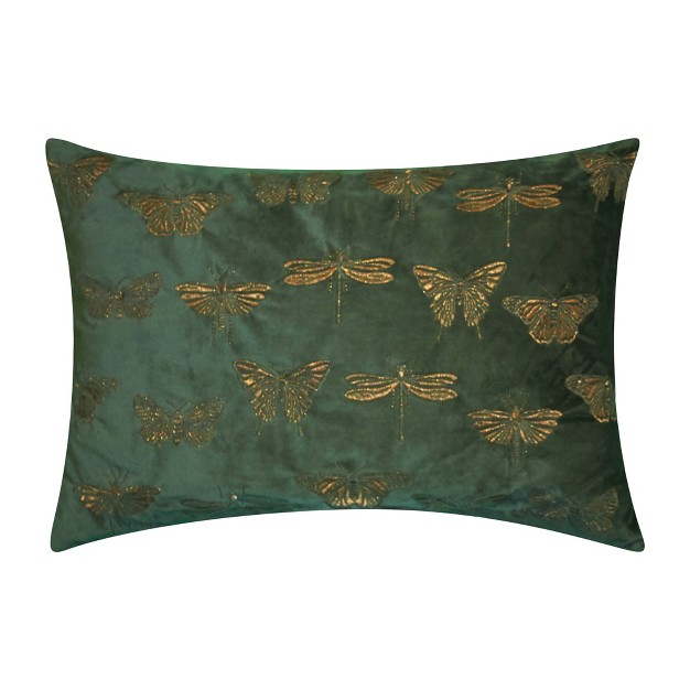 Oversize Embroidered Butterflies And Moths Lumbar Throw Pillow Edie home