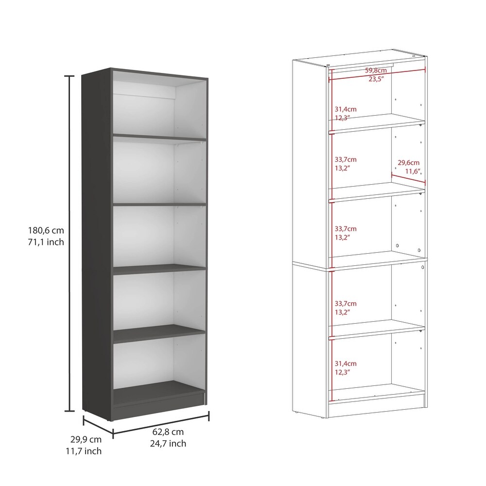 Kenyon Tall 5 Shelf Wide Bookcase Set of 2   N/A