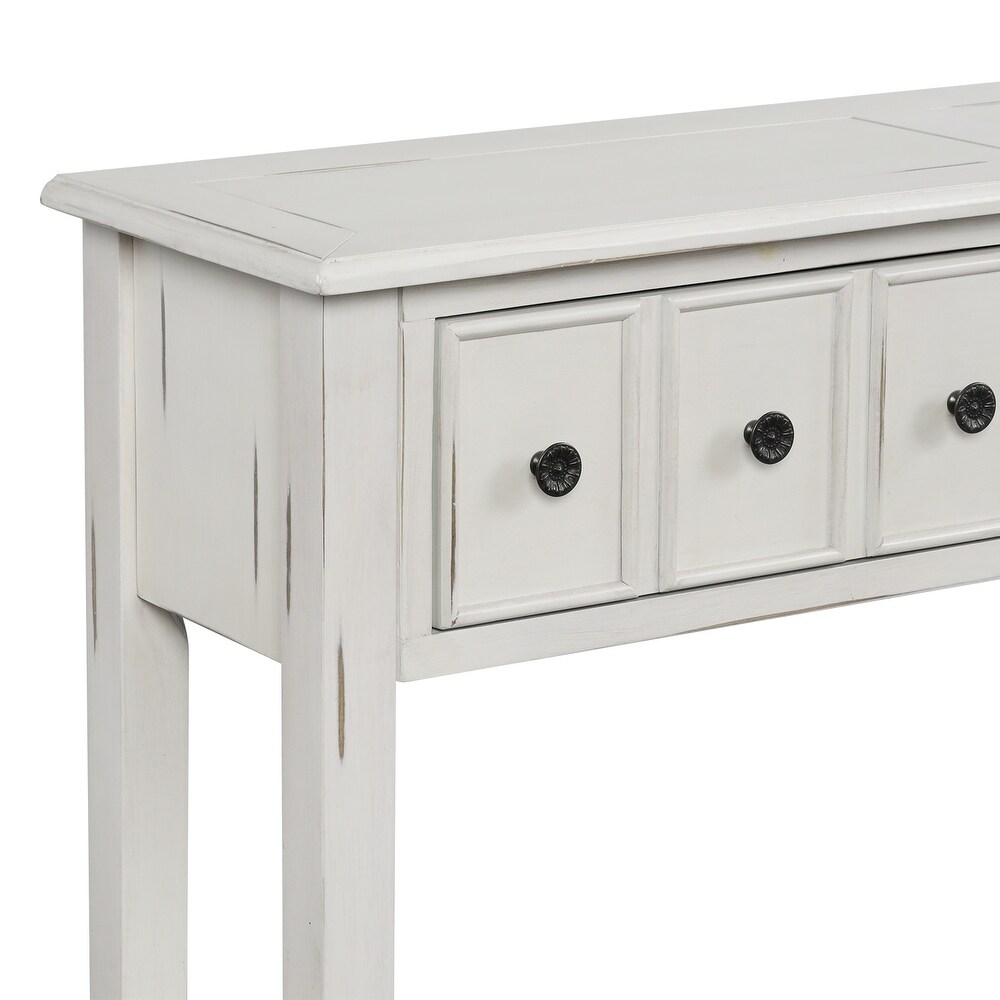 White 60 inch Vintage Wood Console Table