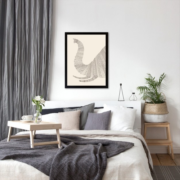 Americanflat Minimalist Animal Elephant On Beige By Florent Bodart Black Frame Wall Art