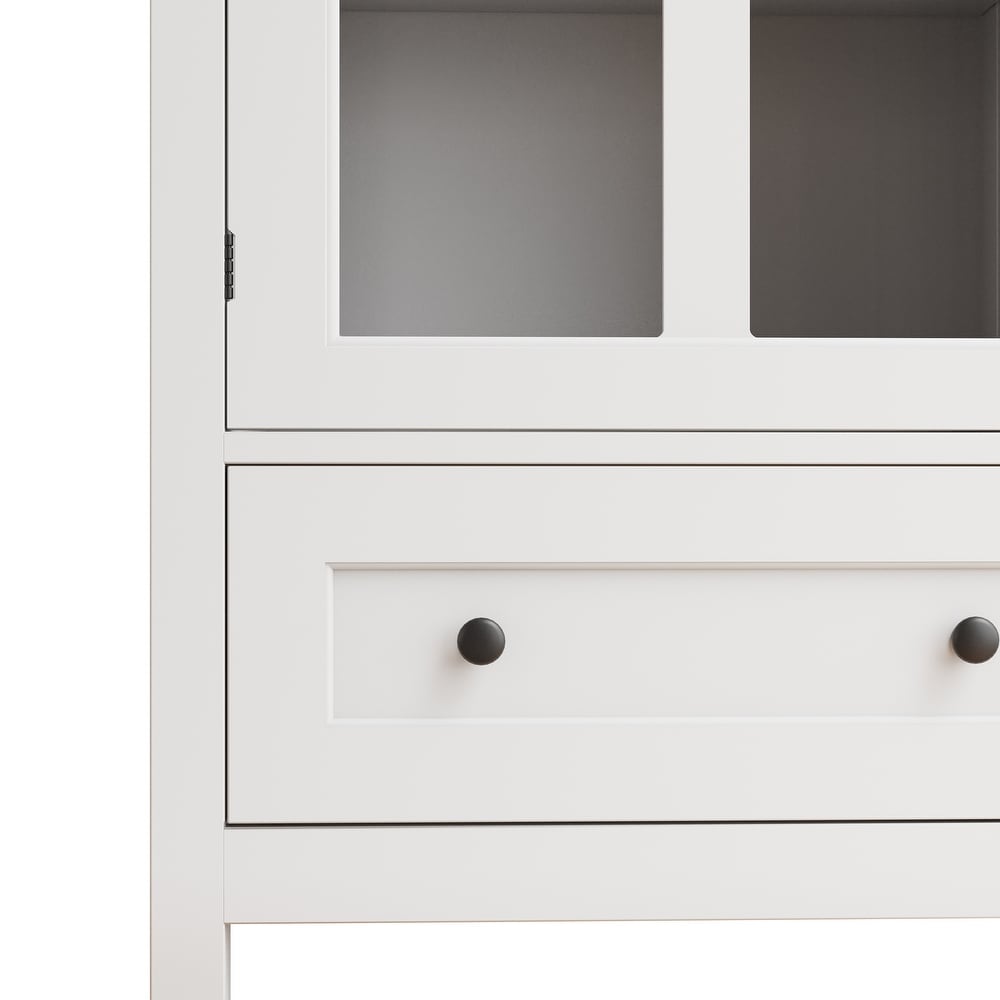 Buffet Storage Cabinet with Single Glass Doors and Unique Bell Handle   N/A