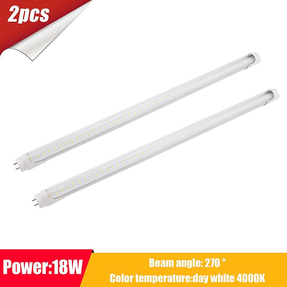 2pcs T8 Fluorescent Double-row Led Tube Light 60cm Length 18w Day White 4000k