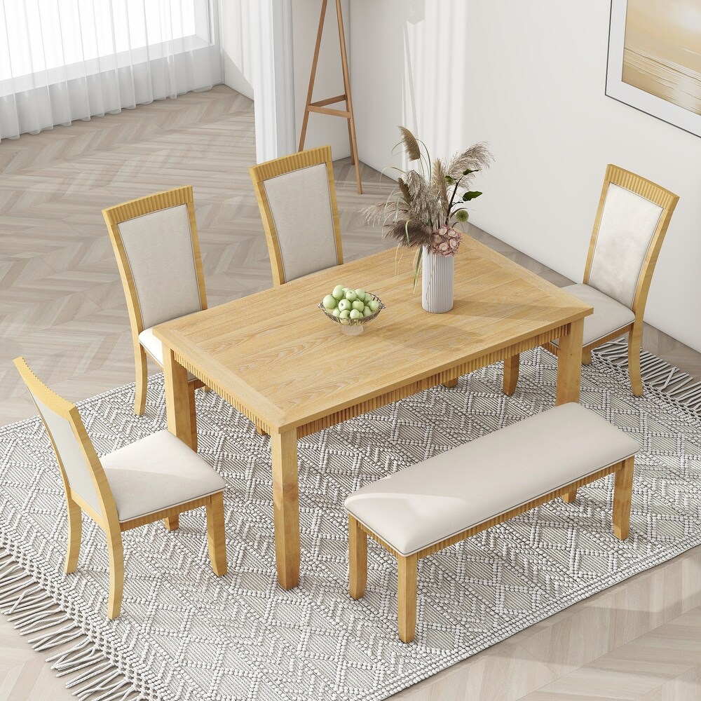 Solid Wood 6 piece Dining Table Set