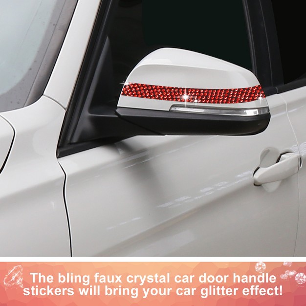 Unique Bargains Universal Self adhesive Bling Faux Crystal Car Door Handle Protector 6 Pcs