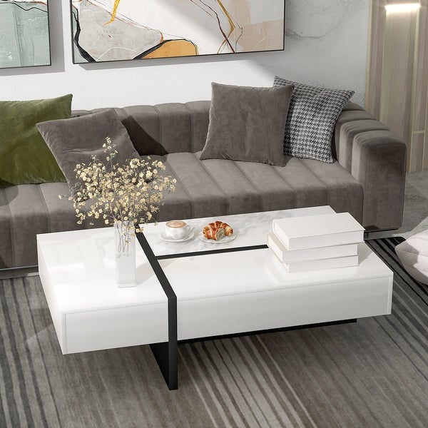 45.2inch Modern Rectangle White Cocktail Table Coffee Table