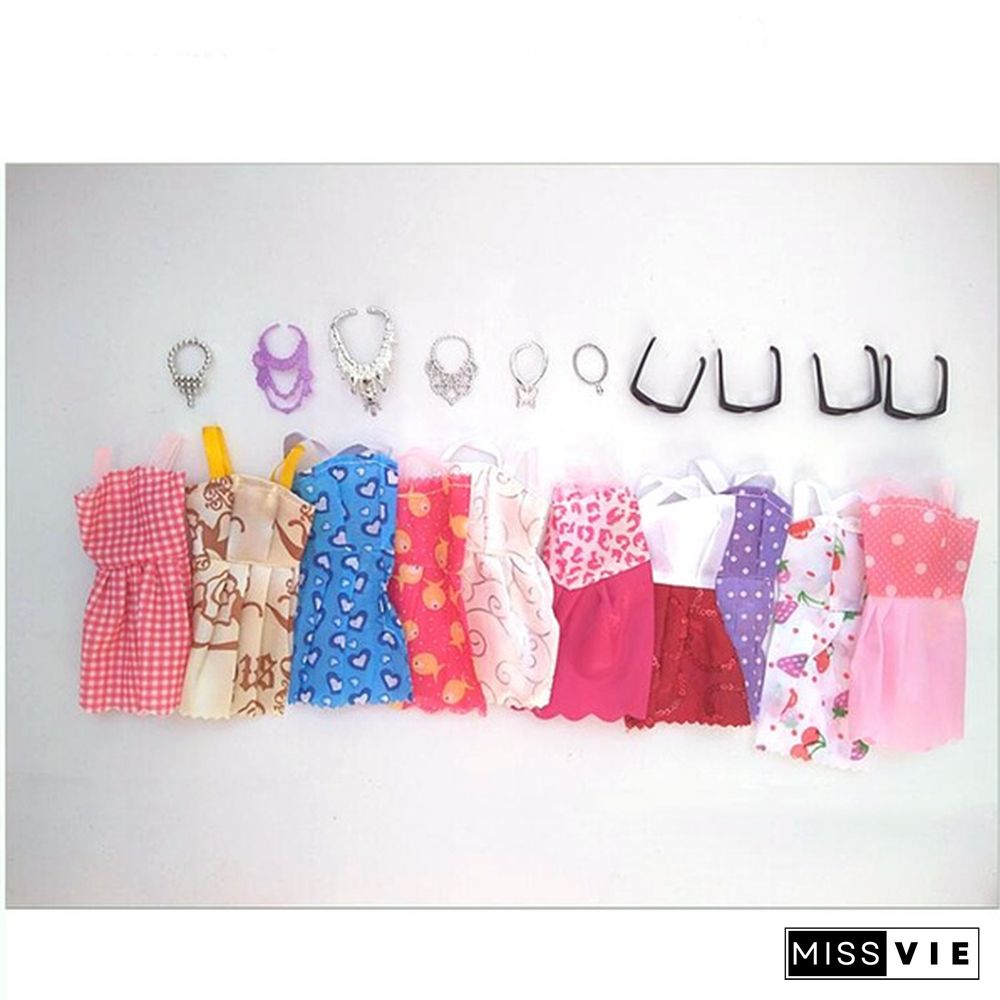 10/20/30 Item/Set Doll Accessories = 10x Mix Fashion Cute Dress + 10x Shoes + 4x Glasses+ 6x Necklaces Dress Clothes For Barbie