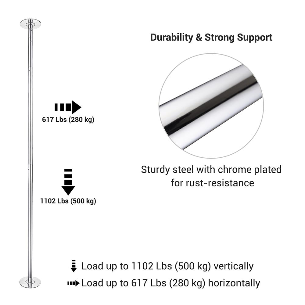 Yescom Spinning Static Removable Dance Pole D45mm 9ft