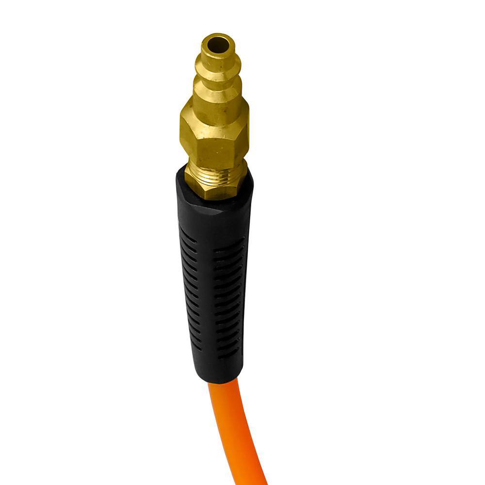 Freeman 14 in. x 25 ft. Polyurethane Recoil Air Hose with Bend Restrictors and Brass Fittings P1425RCF