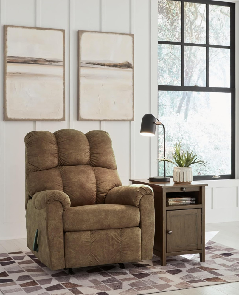 Contemporary Recliner  Manual Design With Tufted Faux Leather Seat   Contemporary   Recliner Chairs   by Decor Love  Houzz