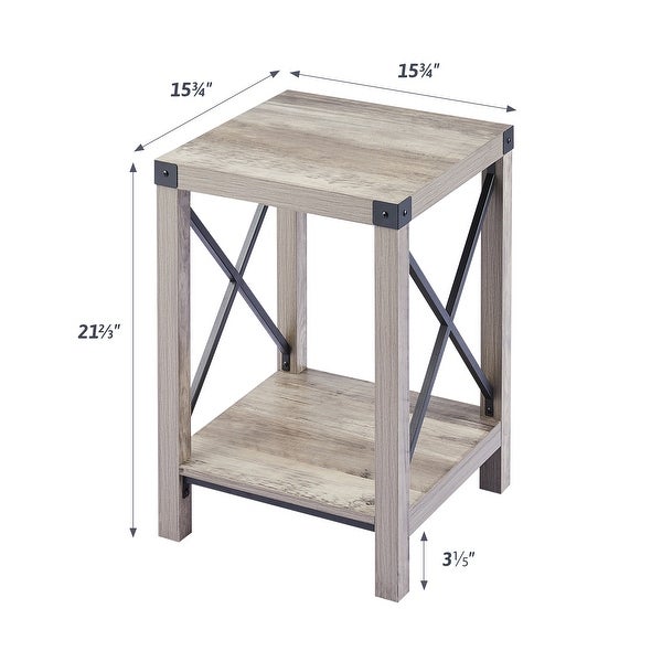 CO-Z 16-Inch Farmhouse Side or End Table with Storage Shelf