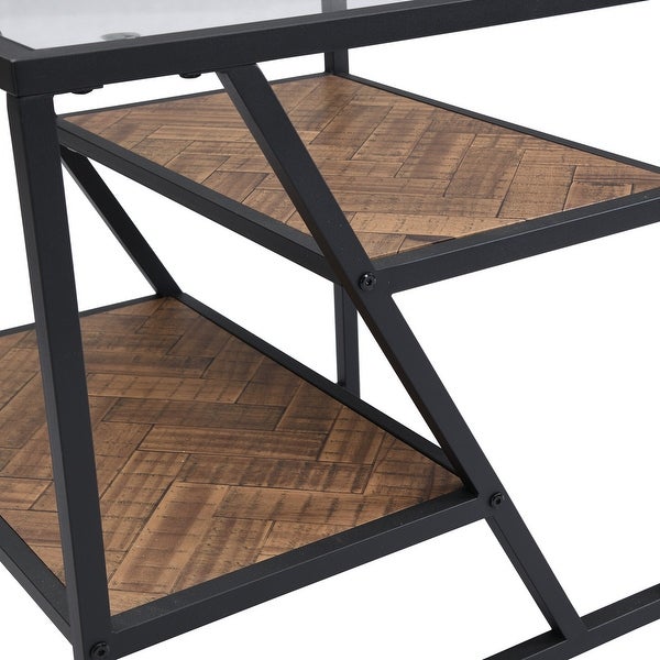 Modern End Table with Storage Shelf