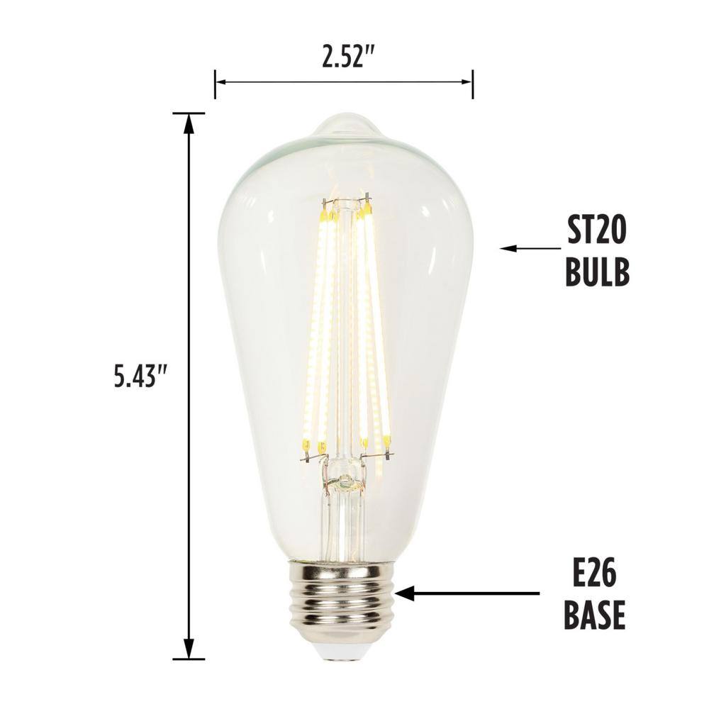 Westinghouse Lighting 60-Watt Equivalent ST20 Dimmable Clear E26 Edison Filament LED Light Bulb 3000K (6-Pack) 5262020