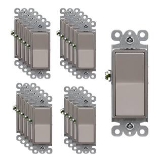 ENERLITES 15 Amp Single Pole DecoratorRocker Light SwitchNickel (20-Pack) 91150-NK-20PCS