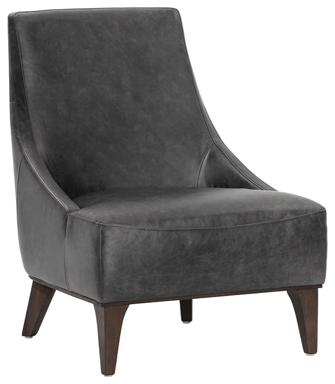 Hazelle Lounge Chair  Marseille Black Leather   Transitional   Armchairs And Accent Chairs   by Peachtree Fine Furniture  Houzz