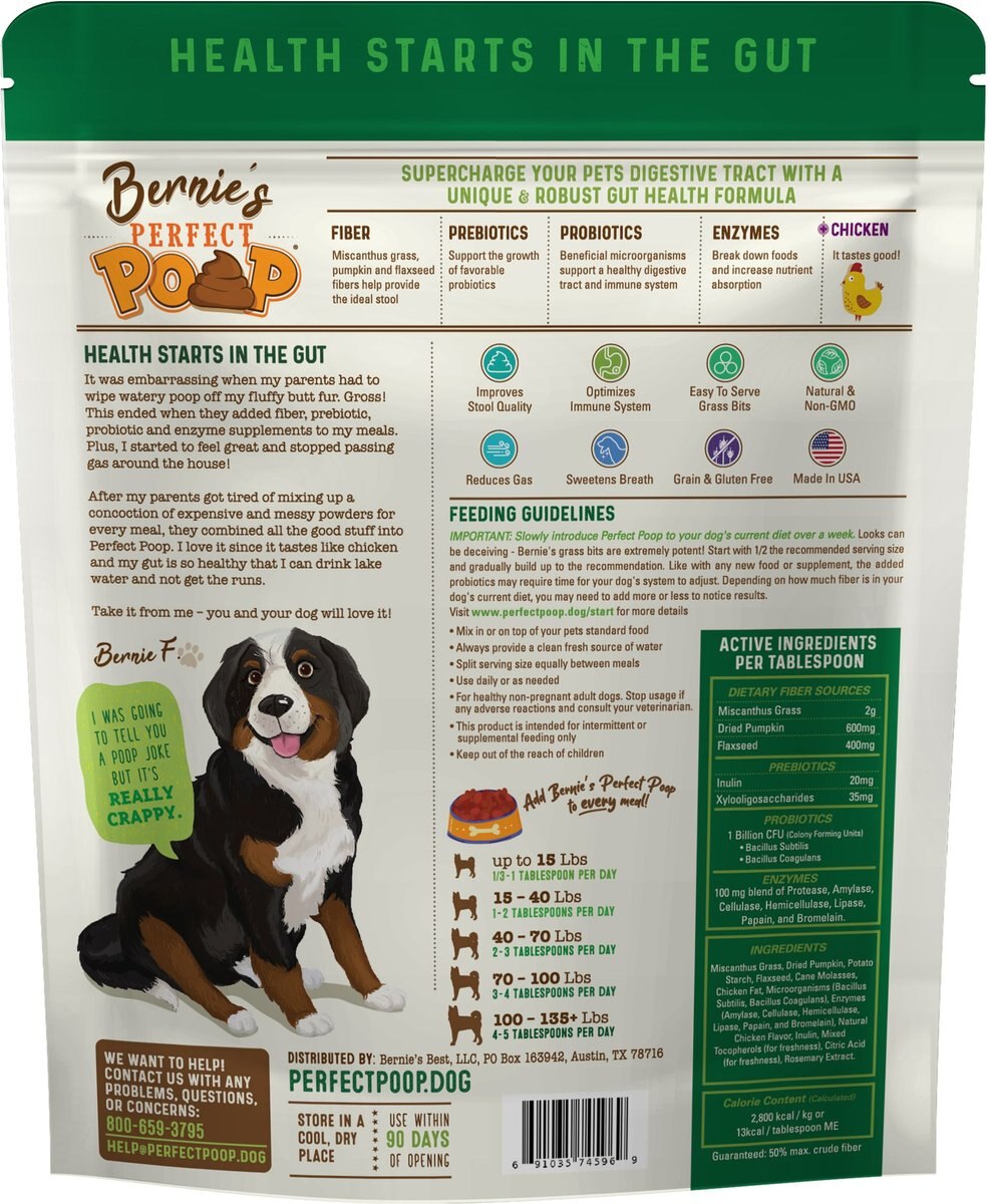 Bernie's Perfect Poop Chicken Flavor Digestion Support Dog Supplement