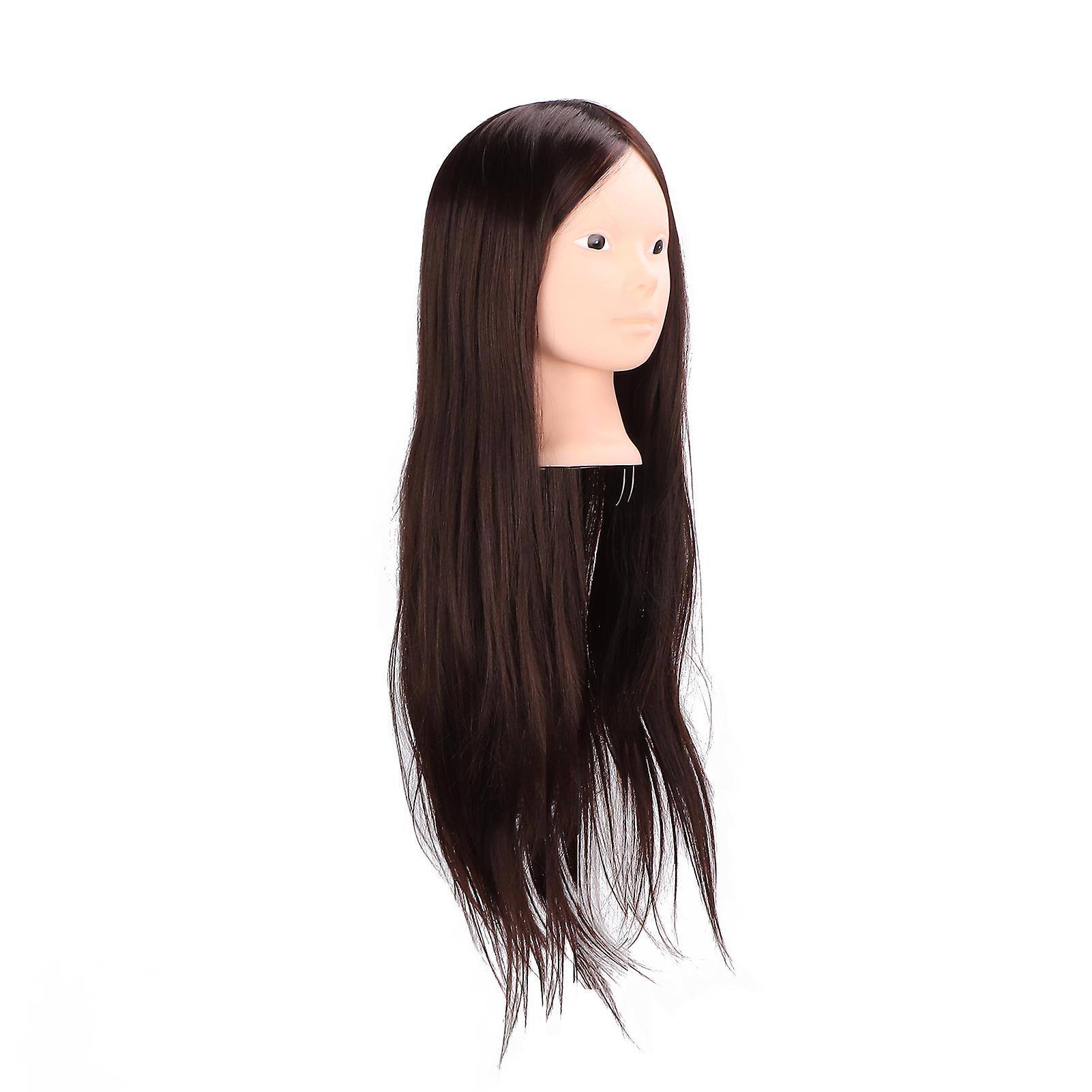 Long Brown Hair Mannequin Head High Temperature Synthetic Hair Styling Practice Training Head For Beauty Teachers Students