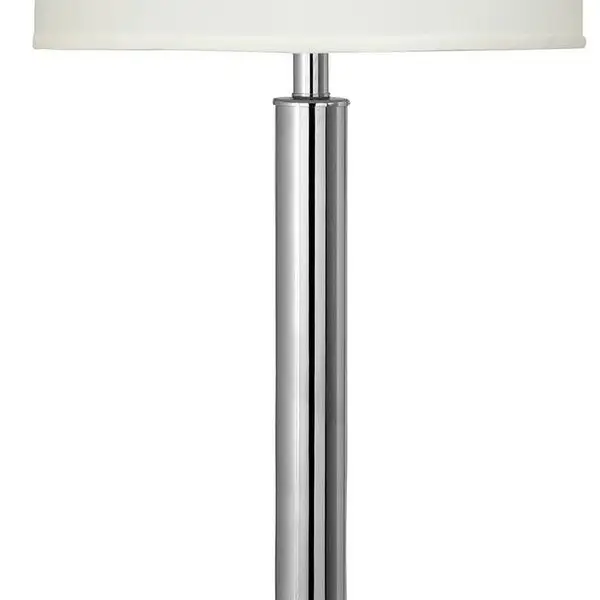 Metal Table Lamp with Tubular Support and Push Through Switch， Silver