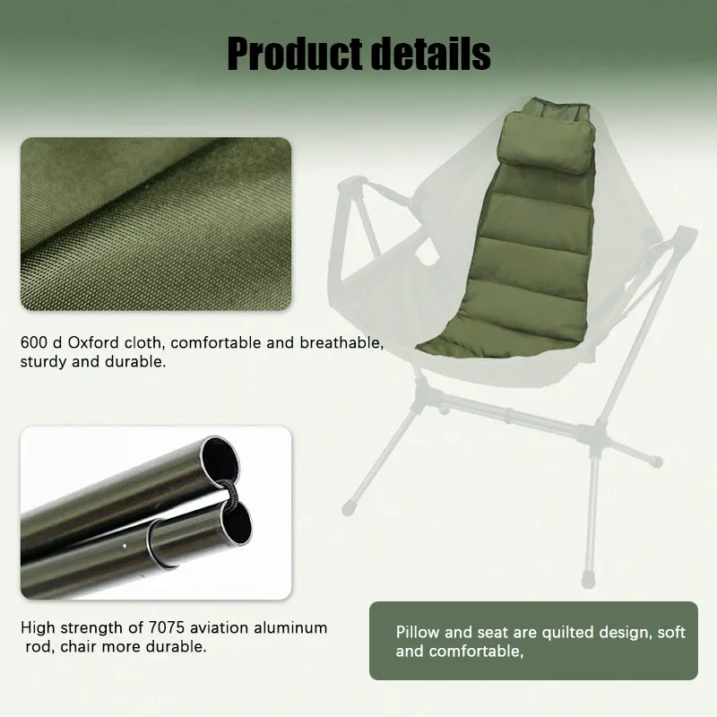 2023 Hot Selling Reclining Hammock Chair Folding Outdoor Fishing Padded Swinging Camping Rocking Chairs