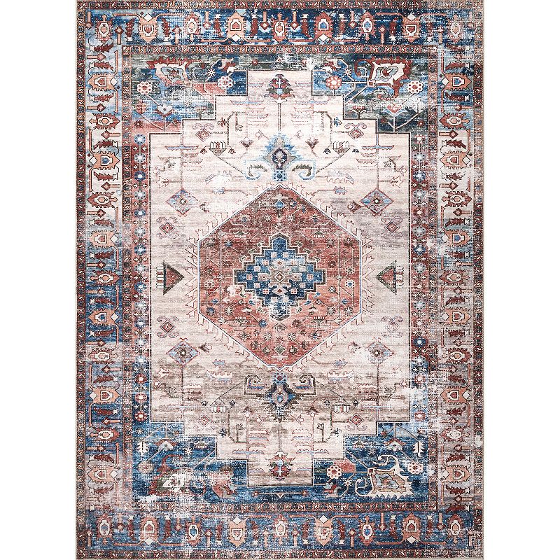 nuLOOM Eliza Machine Washable Traditional Medallion Area Rug