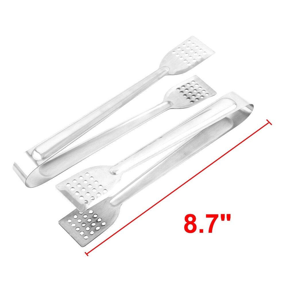 Barbecue Party Buffet Stainless Steel Food Serving Tong 22cm Long 2Pcs   Silver   8.7\